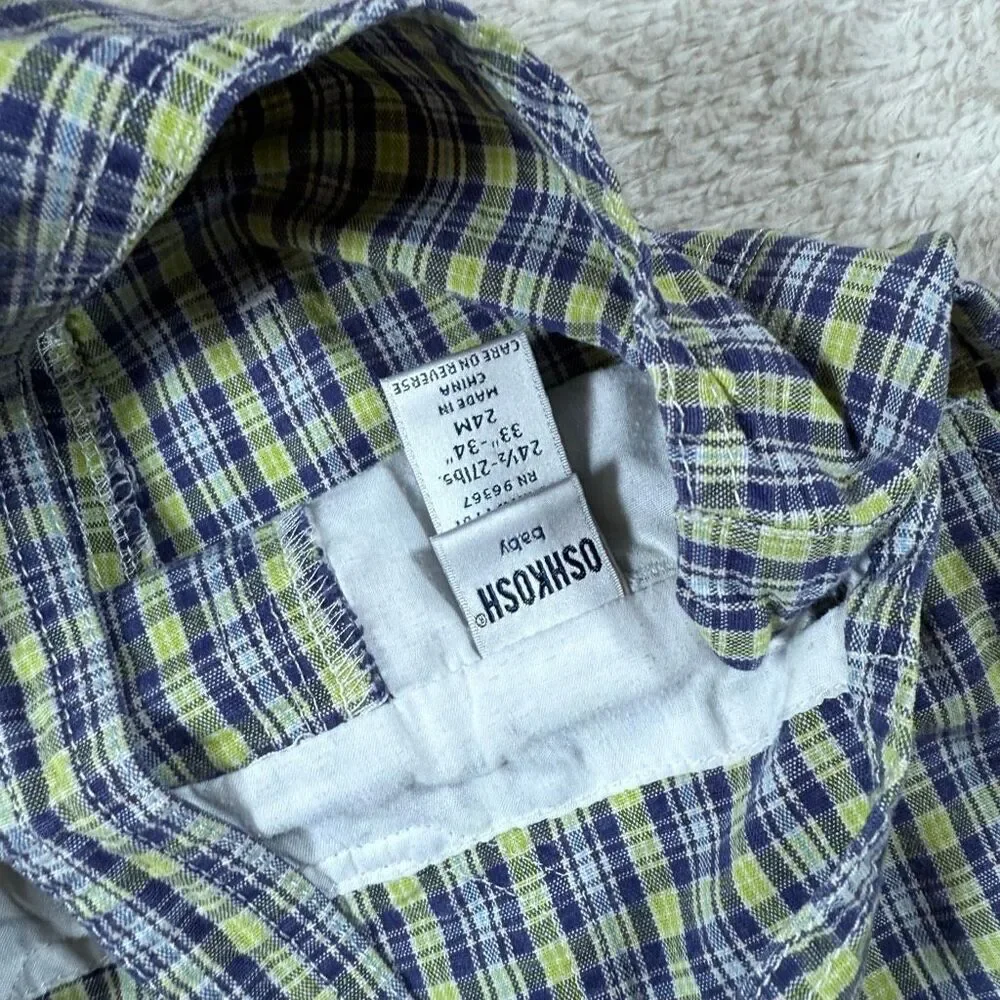 Vintage OshKosh B’Gosh Plaid Frog Boys Overalls